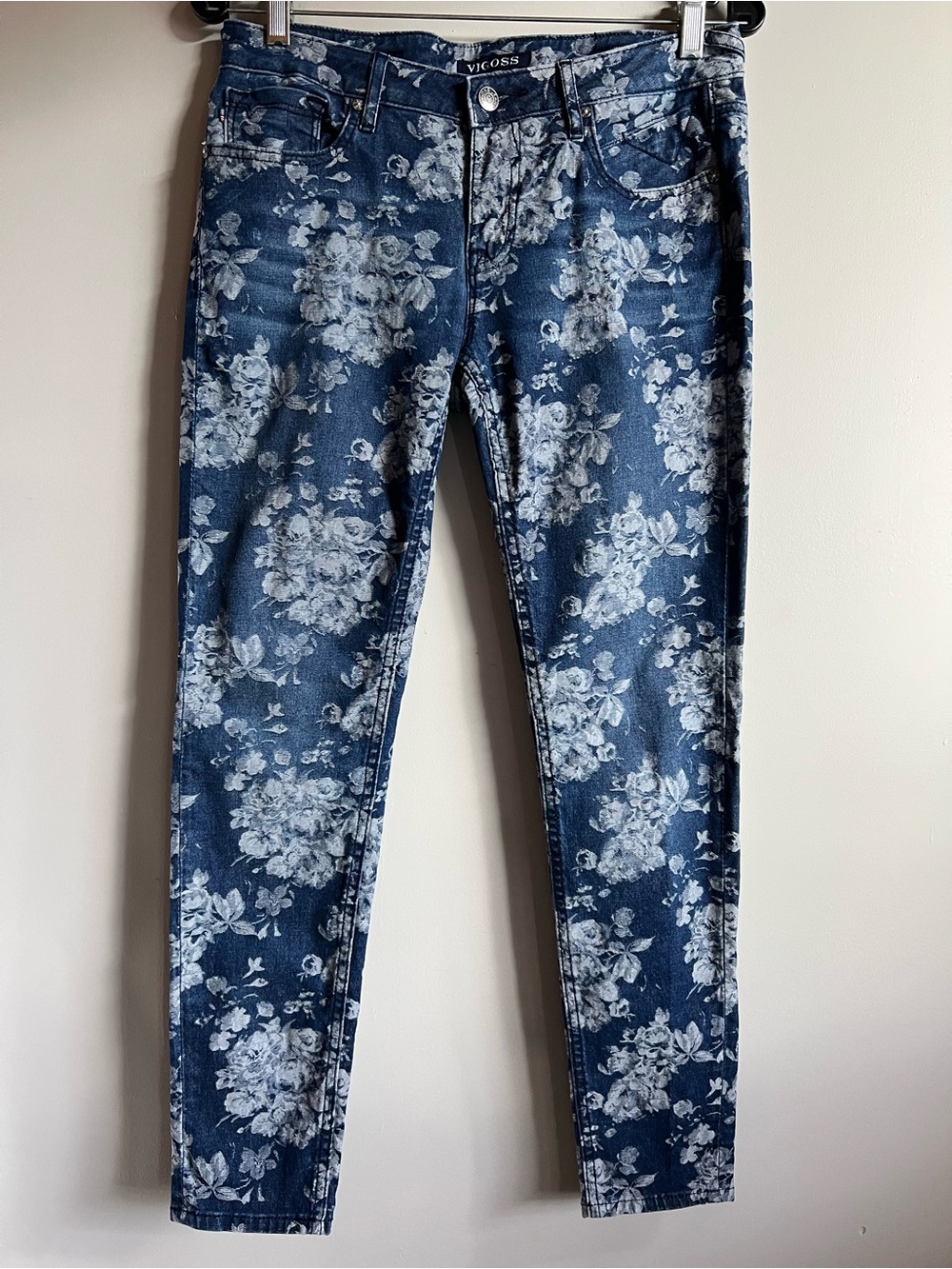 VIGOSS Floral Skinny Jeans Size 28 Blue Printed Denim Stretch